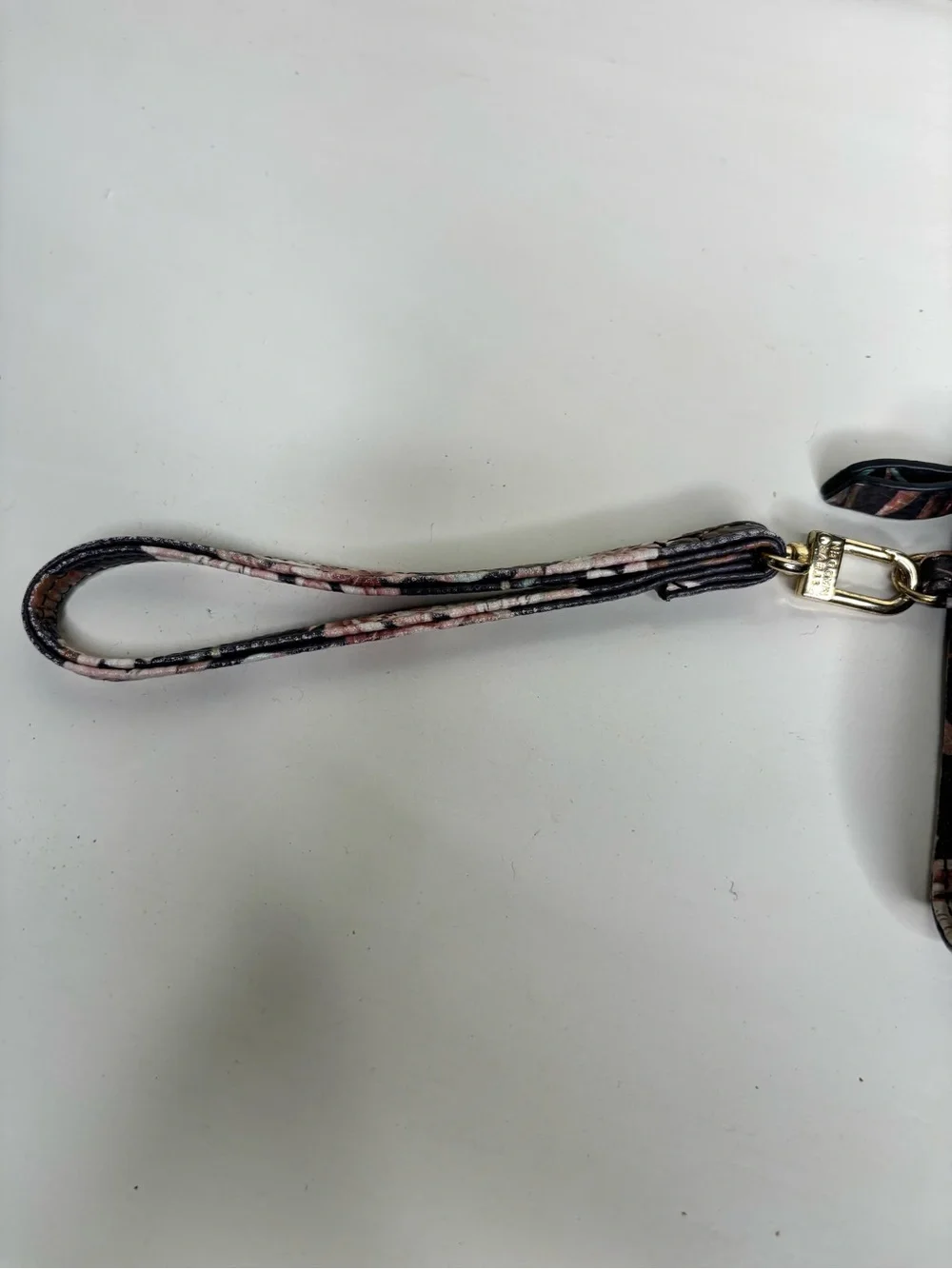 Steve Madden Black Floral Zip Wristlet Wallet with Gold Plaque